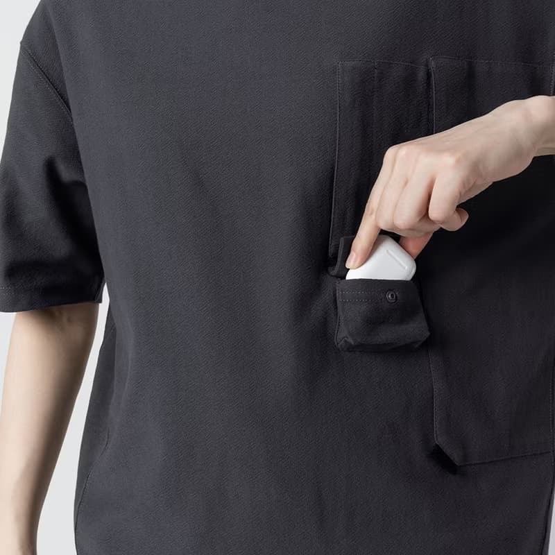 Smock Pocket Tee不對稱設計登山服造型口袋廓形寬松T恤炭灰色