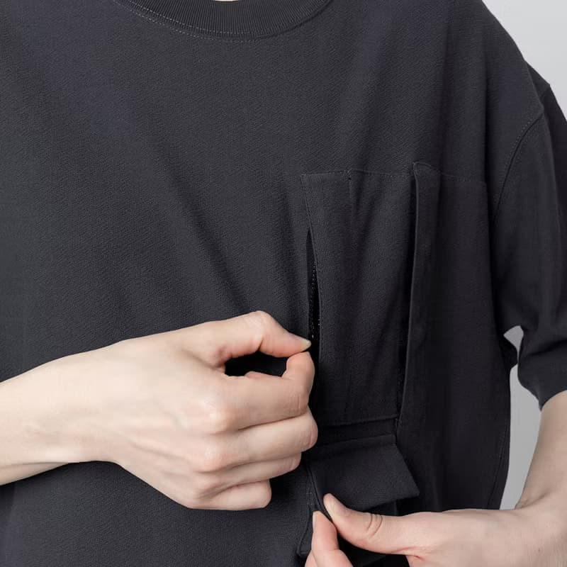 Smock Pocket Tee不對稱設計登山服造型口袋廓形寬松T恤炭灰色