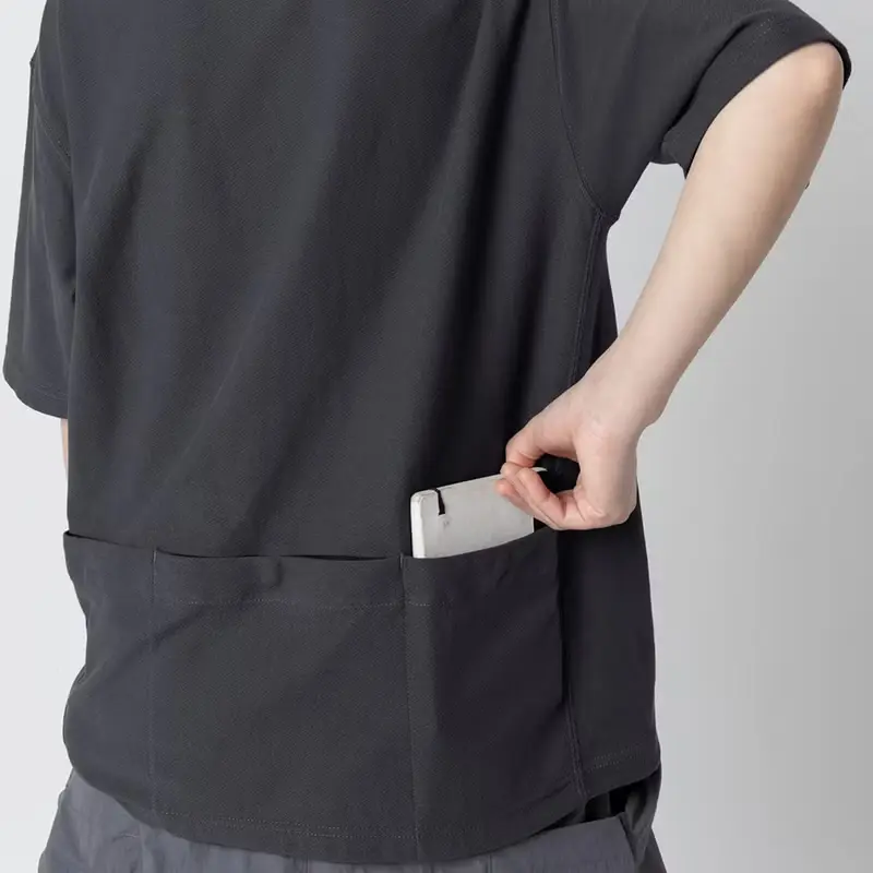 Smock Pocket Tee不對稱設計登山服造型口袋廓形寬松T恤炭灰色
