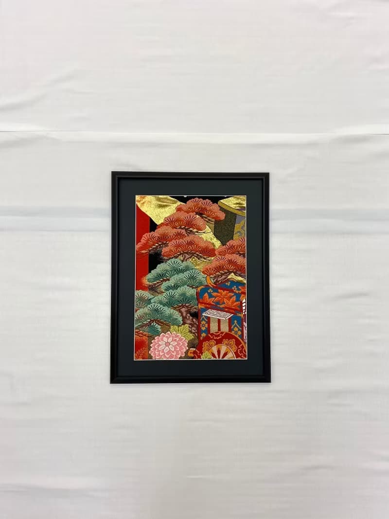 きものアート　vintage 和モダン アートパネル 和風インテリア 梅 プレゼント 結婚祝 新築祝 長寿祝 縁起物 105 made in japan