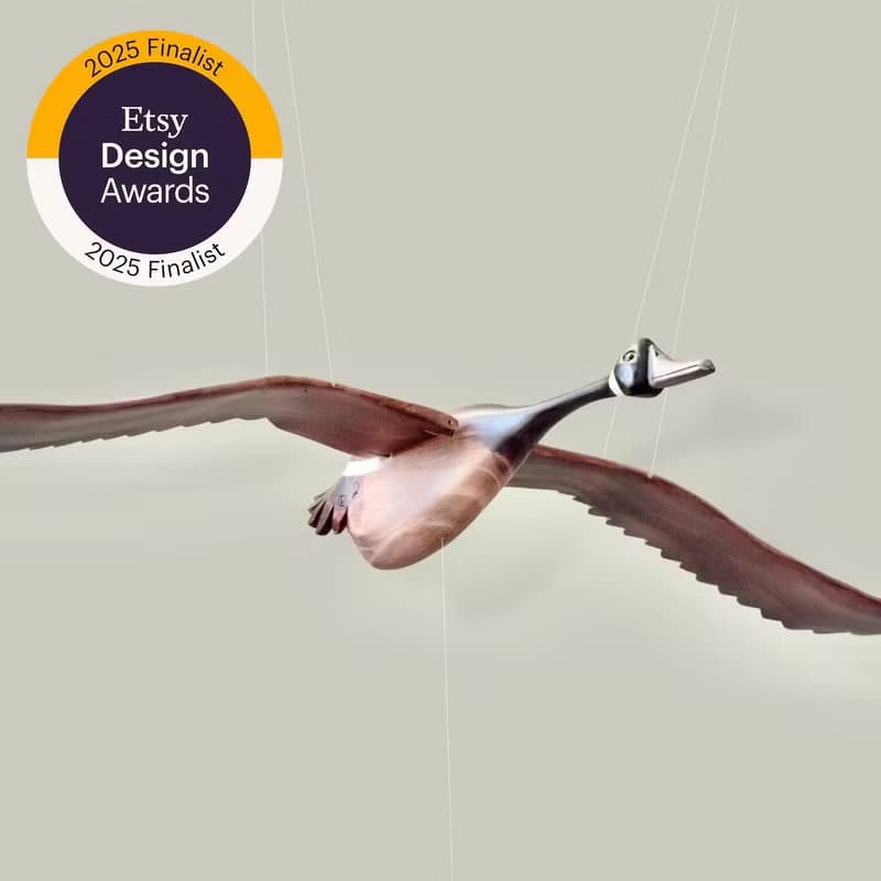 加拿大灰鵝木雕吊飾, 手工雕刻飛鳥, 居家藝術裝飾