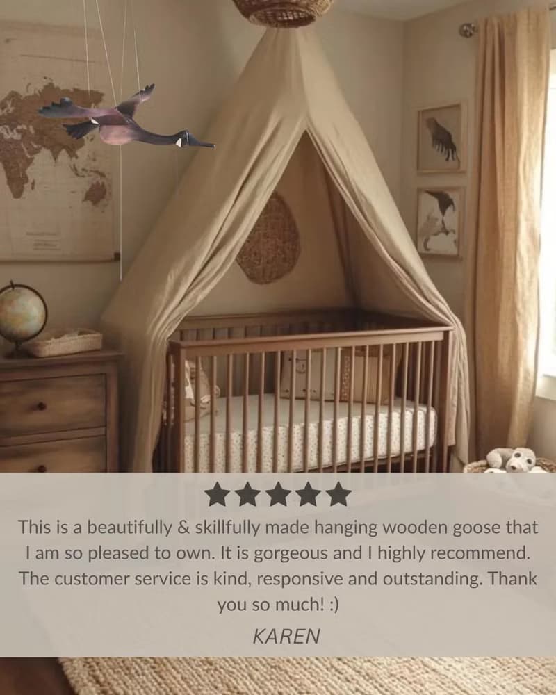 加拿大灰鵝木雕吊飾, 手工雕刻飛鳥, 居家藝術裝飾