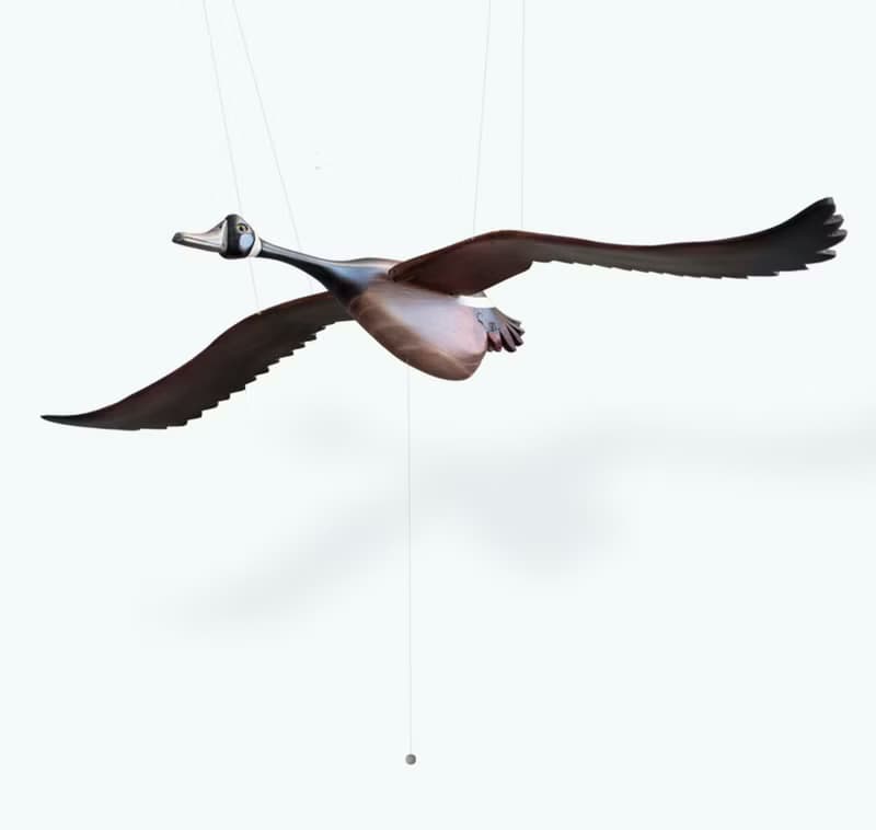 加拿大灰鵝木雕吊飾, 手工雕刻飛鳥, 居家藝術裝飾