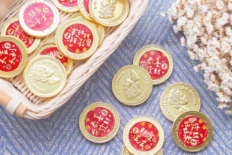 新年祝福語 單片女王金幣巧克力 (每包100片入) 喜氣 祝賀 裝飾