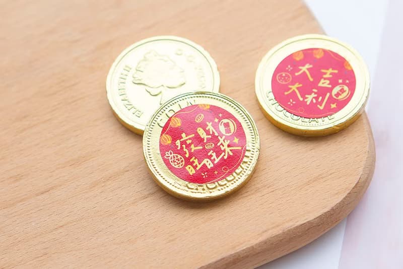 新年祝福語 單片女王金幣巧克力 (每包100片入) 喜氣 祝賀 裝飾