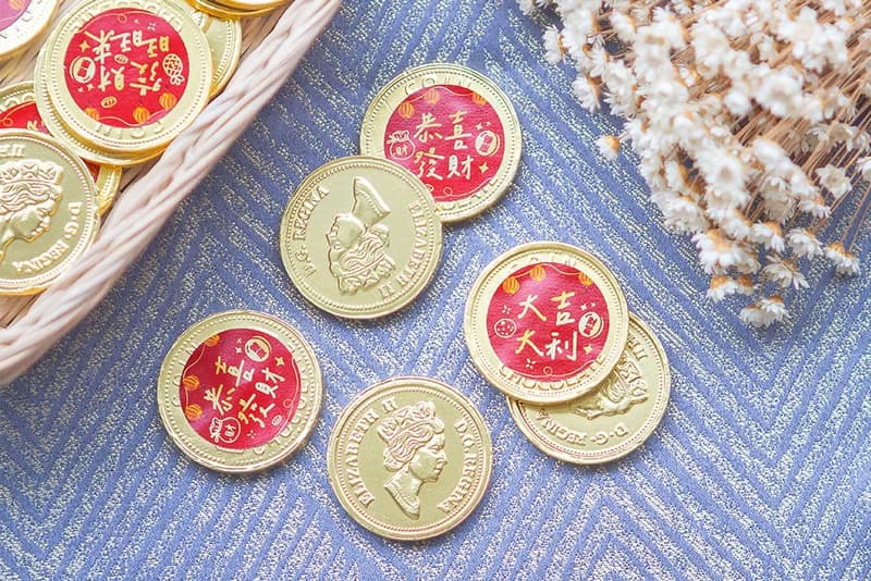 新年祝福語 單片女王金幣巧克力 (每包100片入) 喜氣 祝賀 裝飾