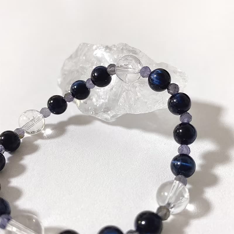 Iolite Navy Gemstone Raw Stone Banding Bracelet