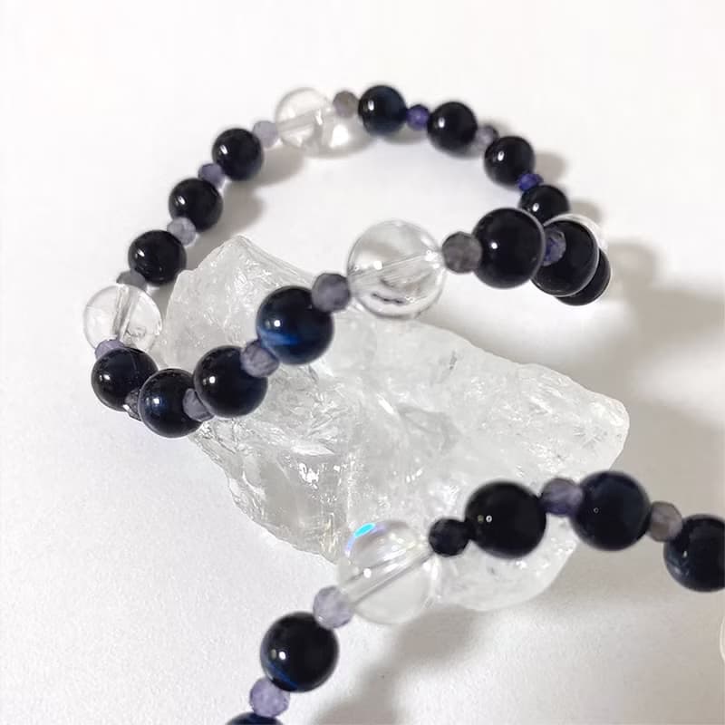 Iolite Navy Gemstone Raw Stone Banding Bracelet
