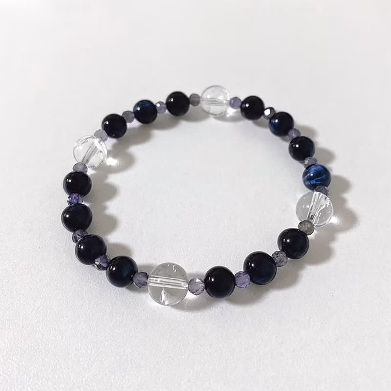 Iolite Navy Gemstone Raw Stone Banding Bracelet