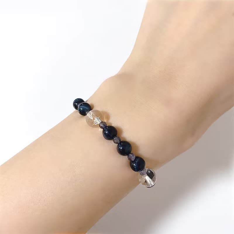 Iolite Navy Gemstone Raw Stone Banding Bracelet