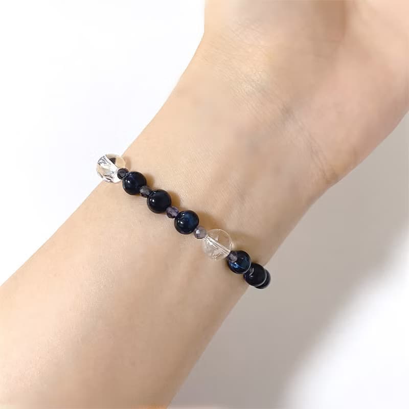 Iolite Navy Gemstone Raw Stone Banding Bracelet