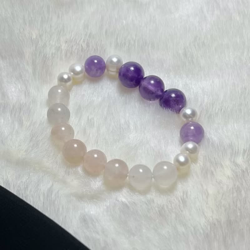 紫水晶、薰衣草紫晶、珍珠、金絲玉優雅手鍊丨大顆系 ‧ 一物一圖