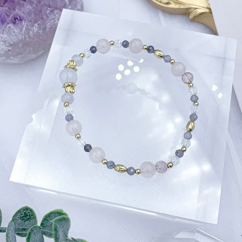 夢影 / 藍玉髓 西柚粉(粉晶) 草莓晶 翡翠 白水晶 堇青石