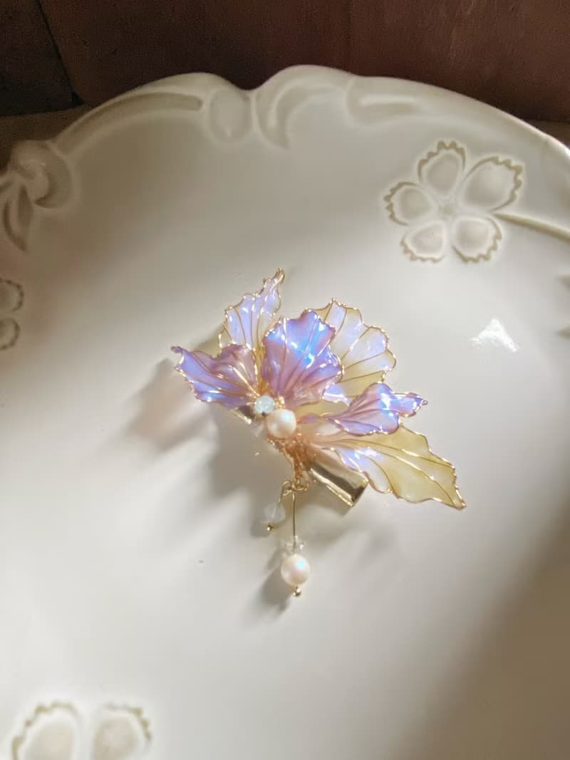 極光羽翼水晶小髮夾