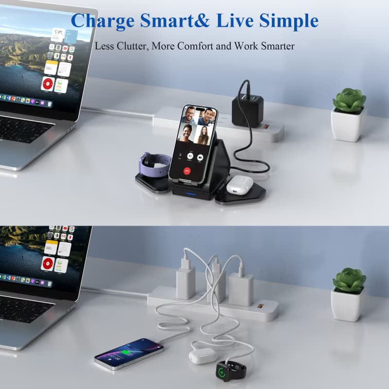 3 in 1 Qi2 認證磁性無線充電座 MT-M315A