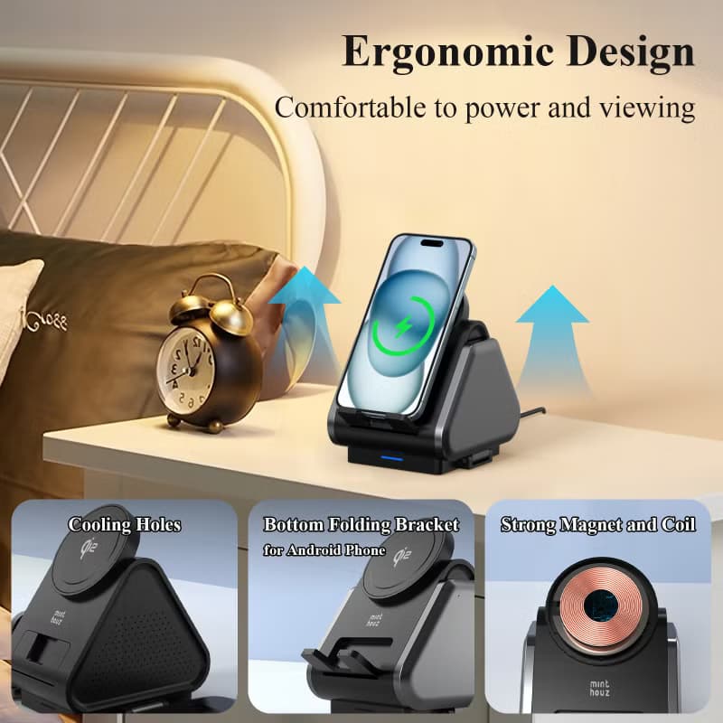 3 in 1 Qi2 認證磁性無線充電座 MT-M315A