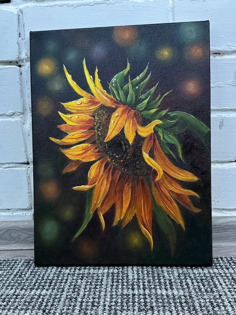 Bright Oil Painting with Sunflower