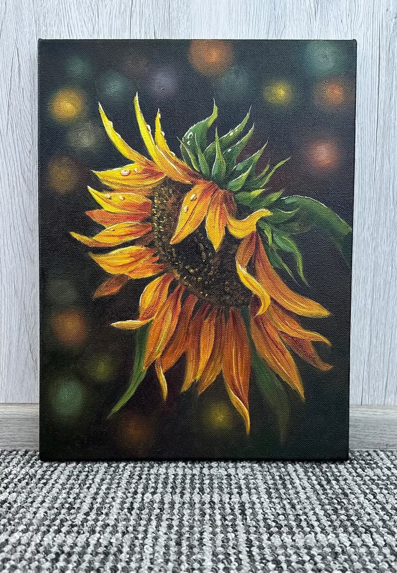 Bright Oil Painting with Sunflower