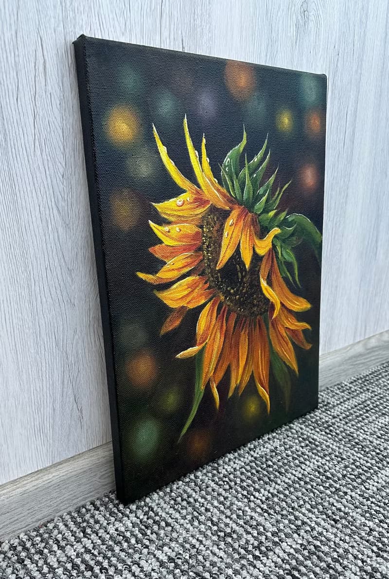 Bright Oil Painting with Sunflower