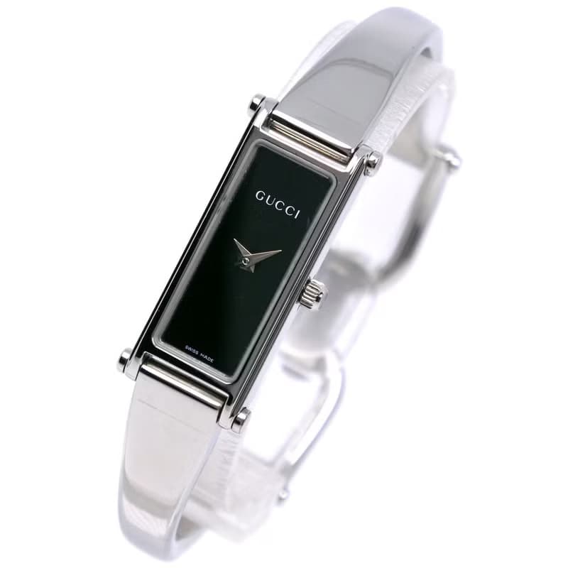 【日本直送】グッチ GUCCI 腕時計 1500L SS クオーツ アナログ表示 黒文字盤 レディース【中古】