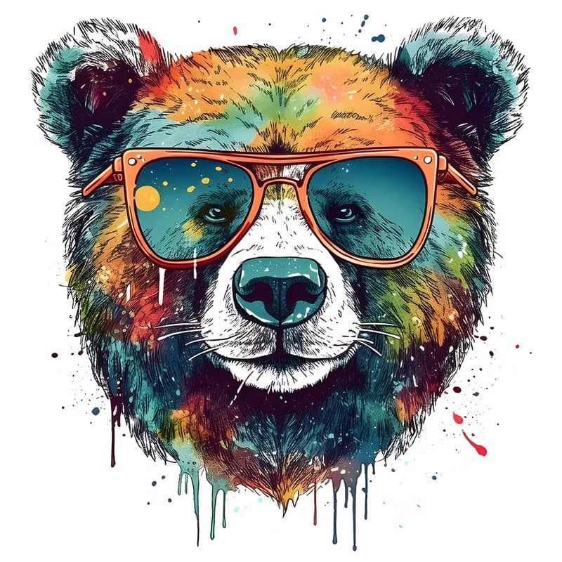 Watercolor Bear 中性短袖T恤 白色 水彩熊禮物穿搭快速出貨新品