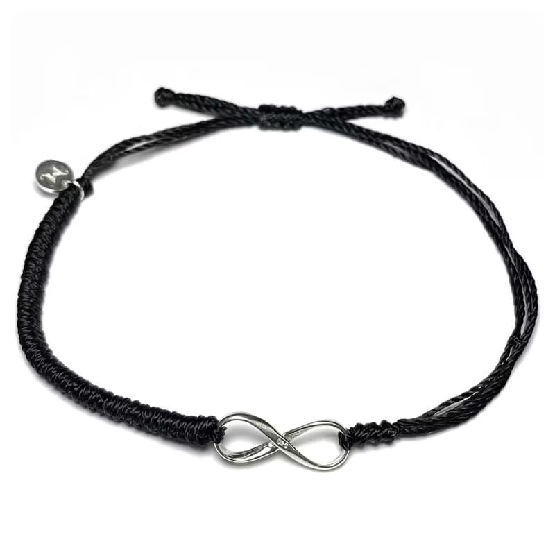 愛無限情侶黑色手繩 | 銀手鍊 | 純銀手鍊 | 情侶手鍊