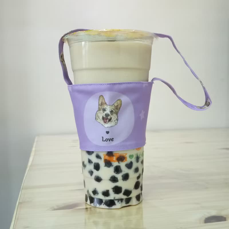 柯基-雙面飲料杯套-狗狗素描系列~雙面飲料提袋