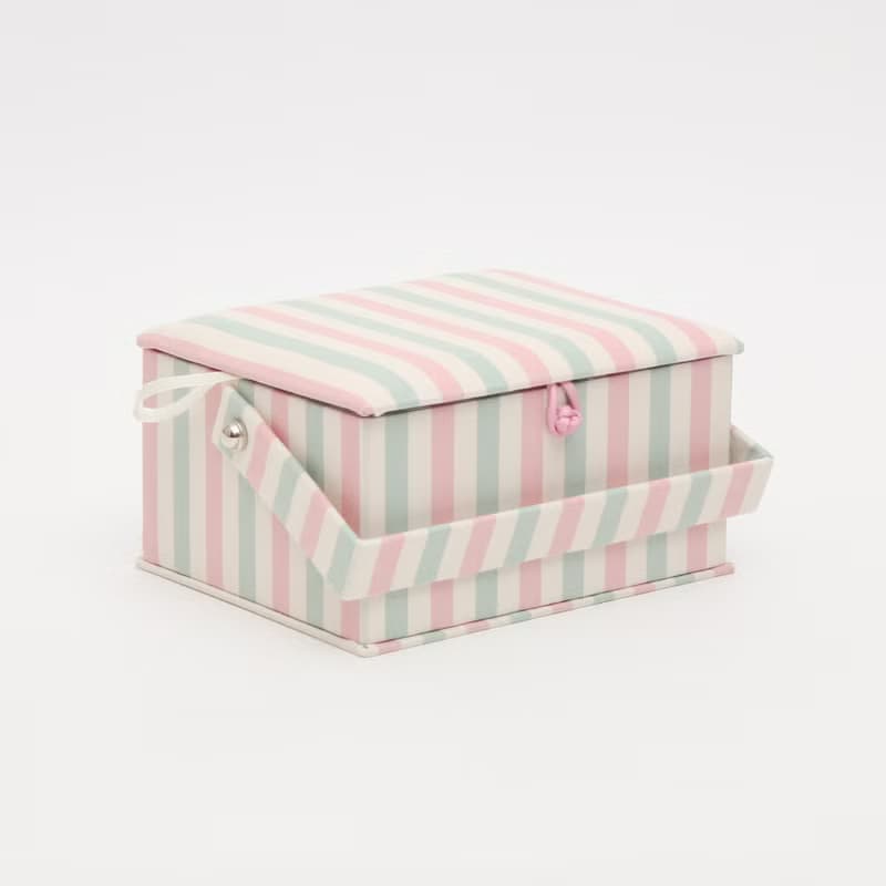Vintage stripe sewing kit M Storage box