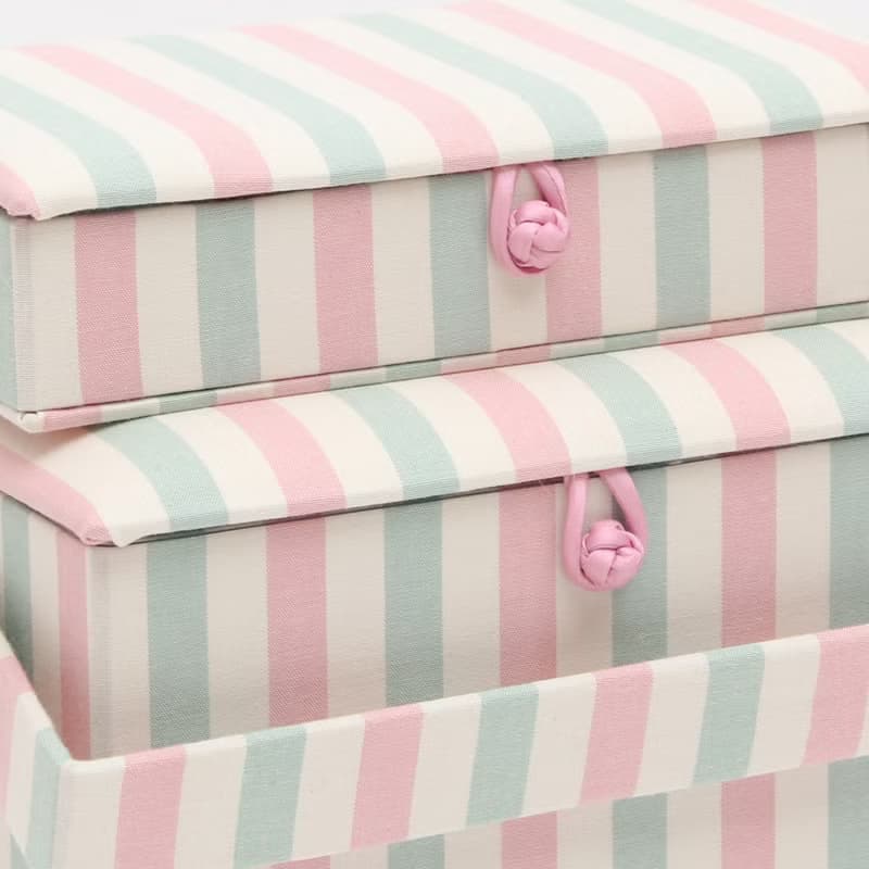Vintage stripe sewing kit M Storage box
