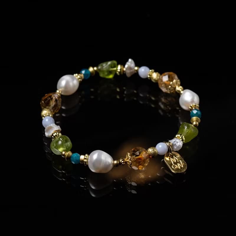 拒絕無聊 // C1607珍珠橄欖石手鍊