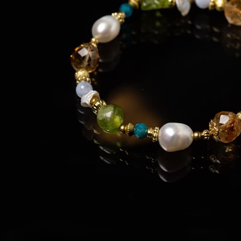 拒絕無聊 // C1607珍珠橄欖石手鍊