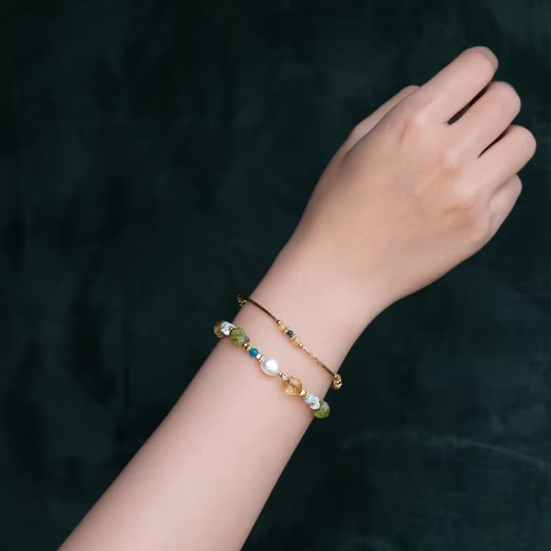 拒絕無聊 // C1607珍珠橄欖石手鍊