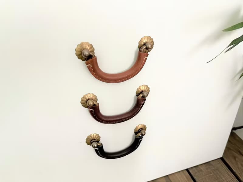 復古皮革拉把 // 復古風格 // 極簡 /// 古典櫥櫃手把 //皮革門把