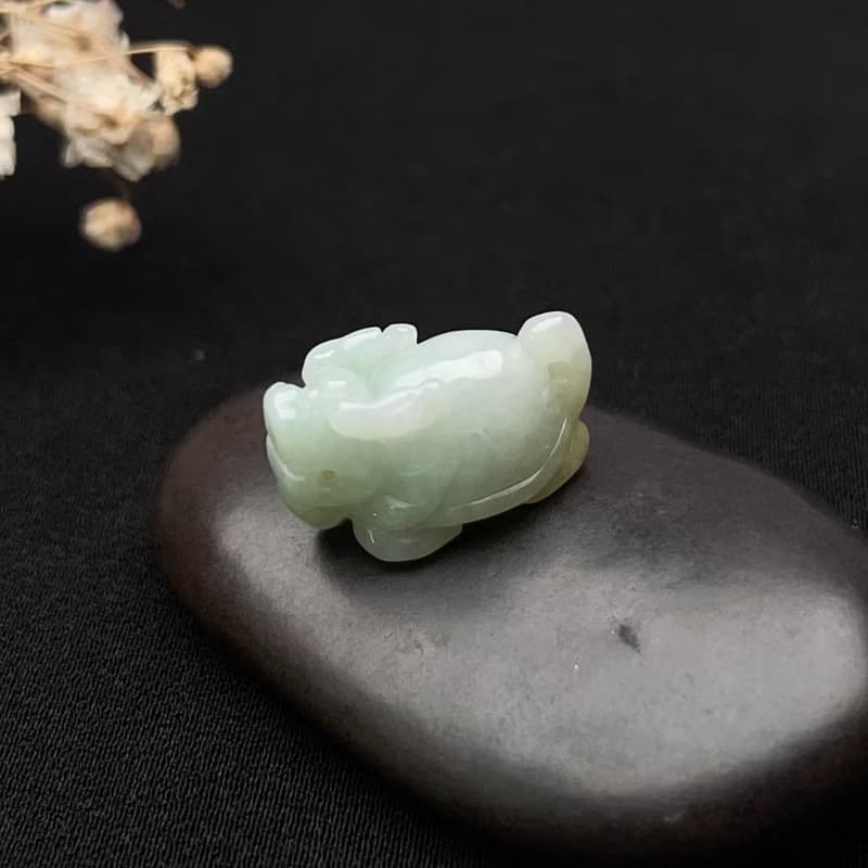 【吉祥‧長壽】冰綠翡翠龍龜小擺飾 | 天然緬甸玉翡翠A貨|送禮