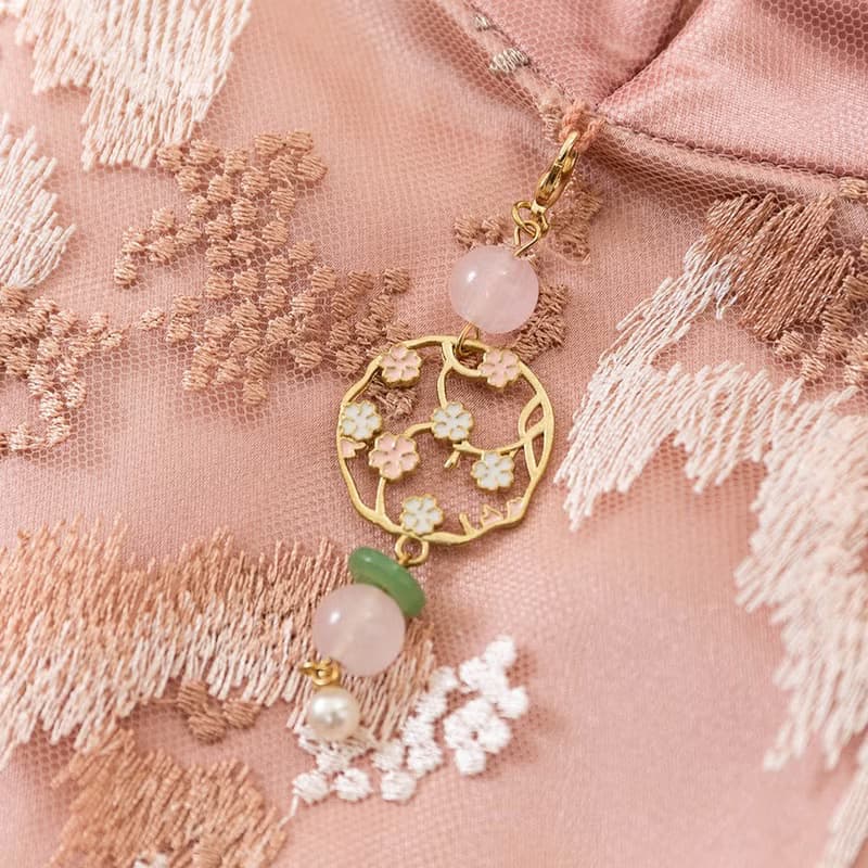 【MEDUSA】新中式粉紅刺繡小禮服(M-XL) | 禮服洋裝 媽媽禮服