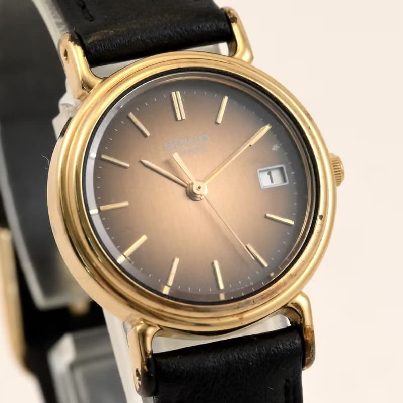 SEIKO 女性用腕時計 QUARTZ 1971製 date Round shape Brown Dial Ref.3422-0050 手錶