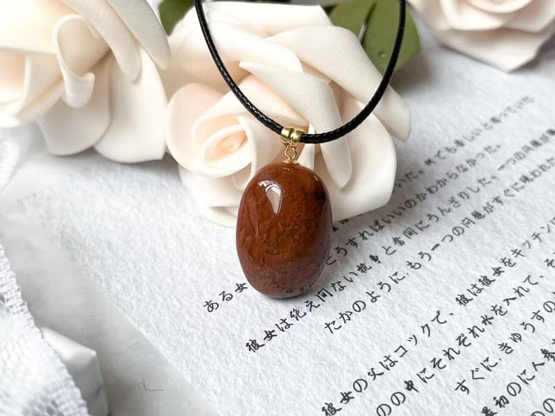 【一物一圖】天然戰國紅瑪瑙蛋面吊墜 18K金吊墜扣連皮繩