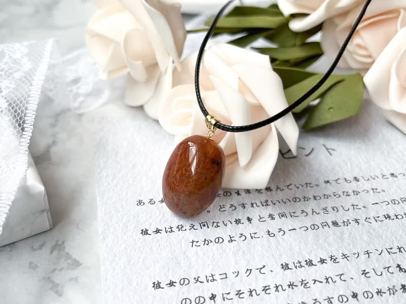 【一物一圖】天然戰國紅瑪瑙蛋面吊墜 18K金吊墜扣連皮繩