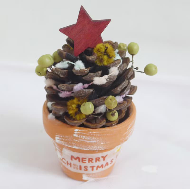 聖誕樹聖誕花圈交換禮物 聖誕佈置花禮【DIY材料包】親子松果盆栽