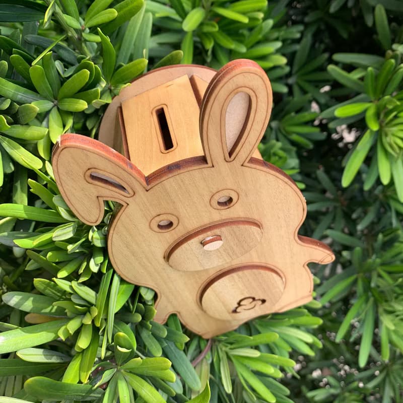 【手作DIY】兔子造型 木製存錢筒 可愛 擺飾 木質 實用 情人節