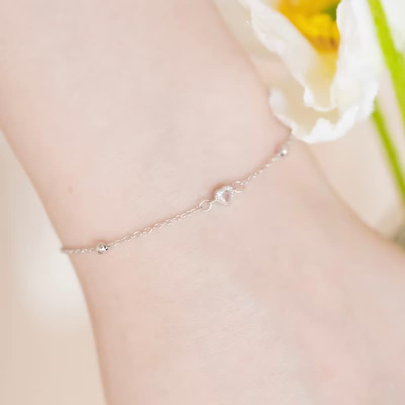 白水晶925純銀愛心蛋糕手鍊