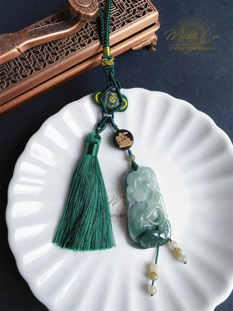天然緬甸玉 翡翠 翹色巧雕 油青 如意 三腳金蟾 招財進寶 包掛
