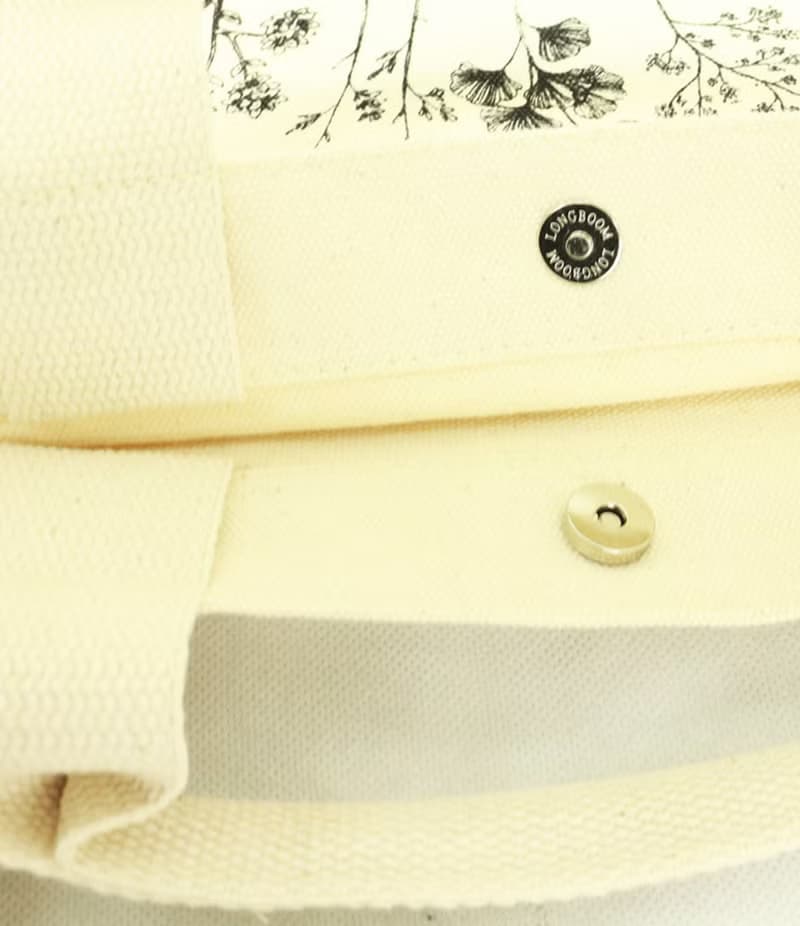 休閒兩用帆布袋 (手挽+側孭)復古小花 原色純棉特厚帆布