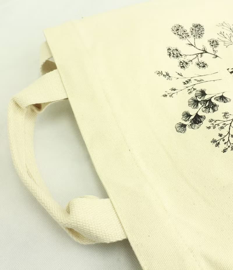 休閒兩用帆布袋 (手挽+側孭)復古小花 原色純棉特厚帆布