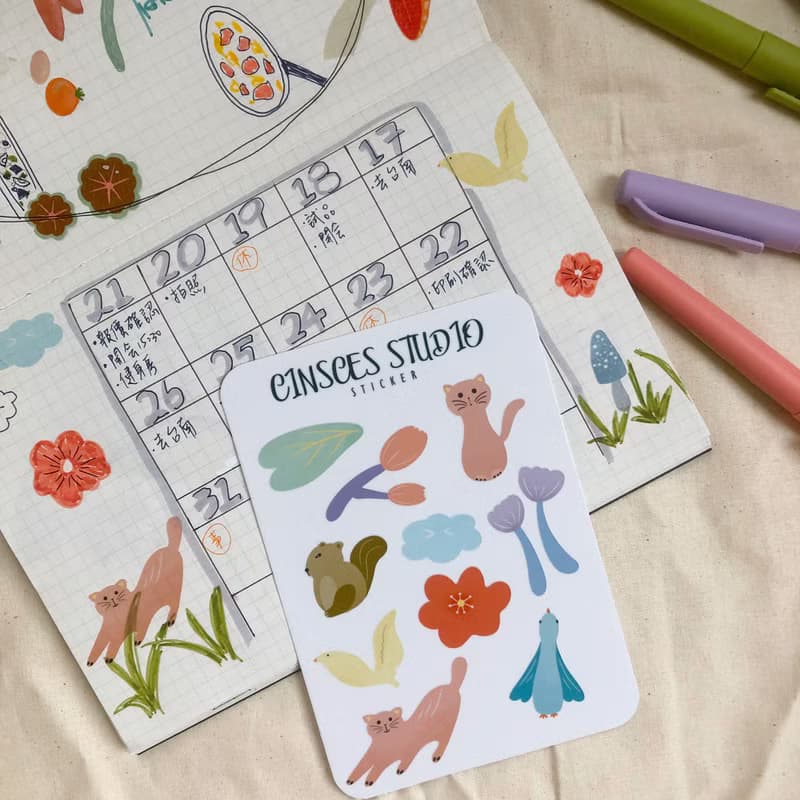 森林派對 和紙貼紙 手帳 文具 筆電 行李箱 水壺