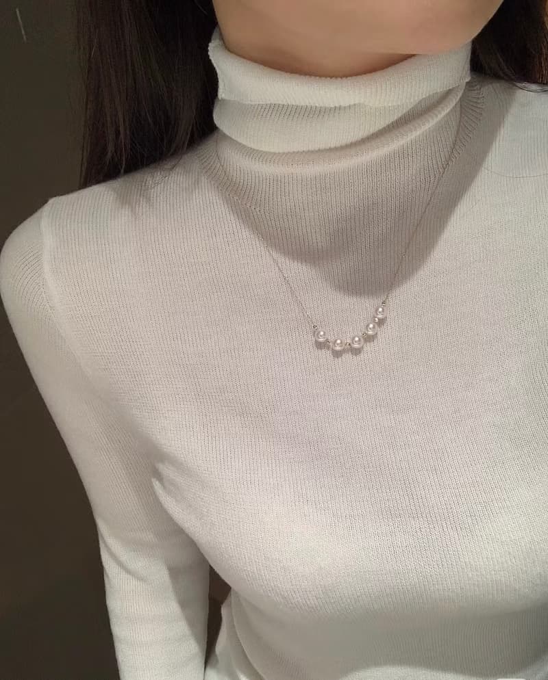 YuanPearl天然極光高級正圓珍珠微笑款項鍊滿天星項鍊一式兩戴