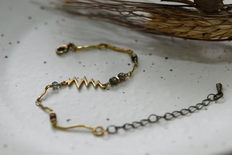 幾何系列 NO.3│松石x鋯石x黃銅│黃銅手鍊