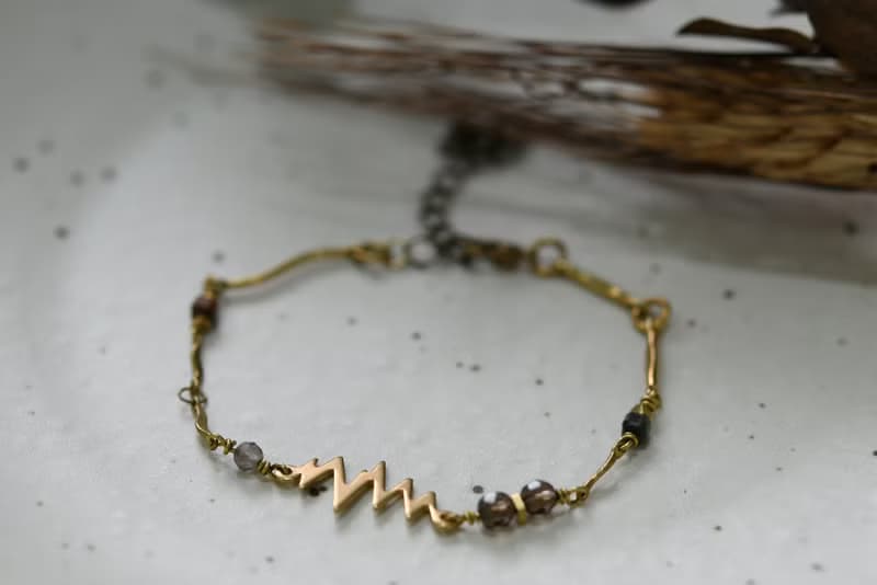 幾何系列 NO.3│松石x鋯石x黃銅│黃銅手鍊