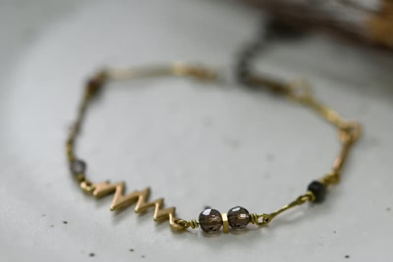 幾何系列 NO.3│松石x鋯石x黃銅│黃銅手鍊