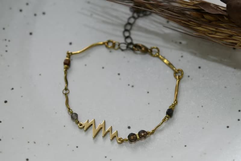 幾何系列 NO.3│松石x鋯石x黃銅│黃銅手鍊